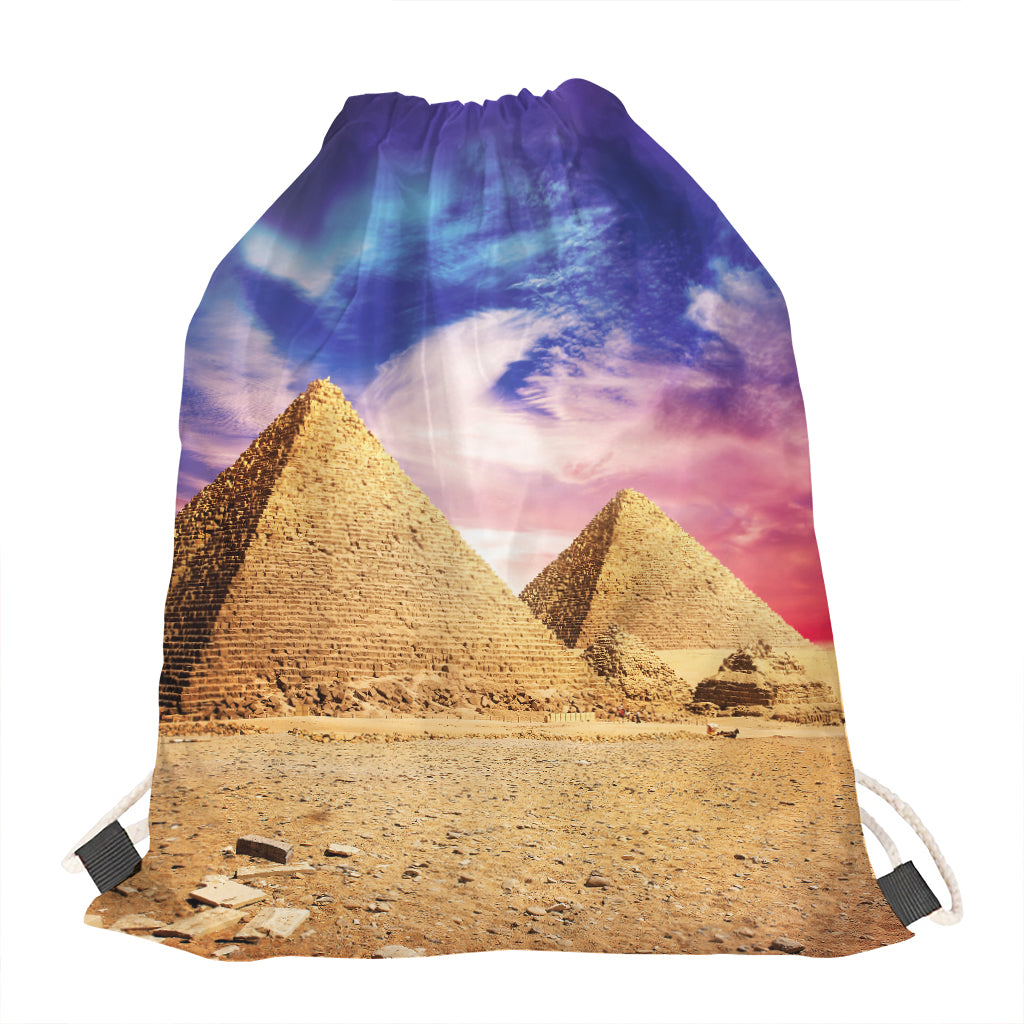 Purple Cloud Pyramid Print Drawstring Bag