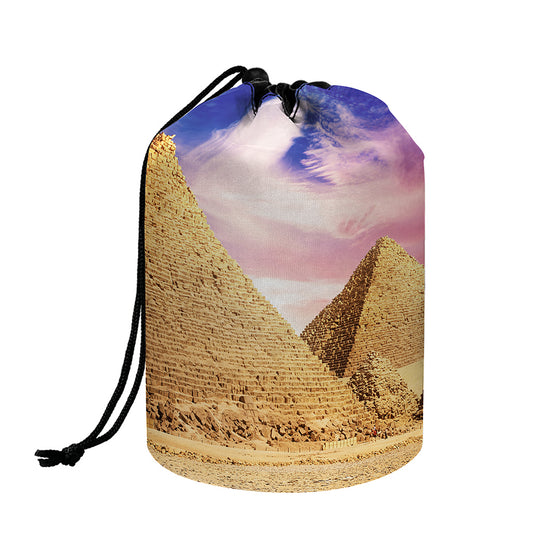 Purple Cloud Pyramid Print Drawstring Makeup Bag