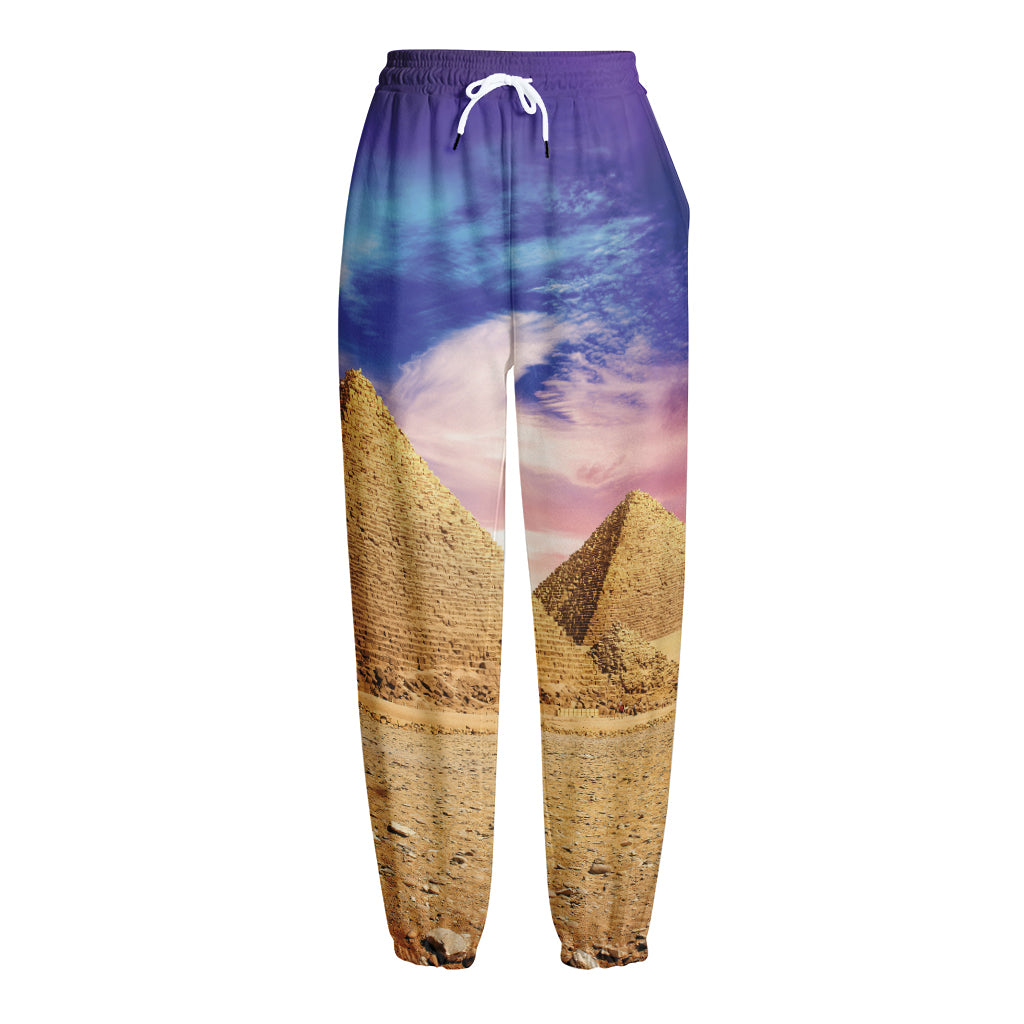 Purple Cloud Pyramid Print Fleece Lined Knit Pants