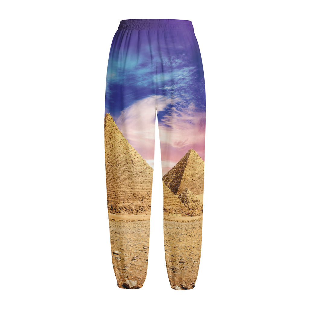 Purple Cloud Pyramid Print Fleece Lined Knit Pants