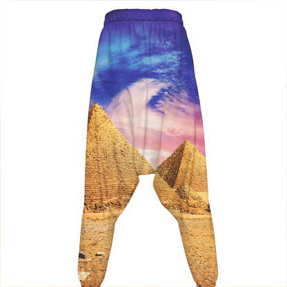 Purple Cloud Pyramid Print Hammer Pants