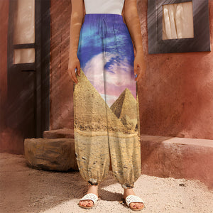 Purple Cloud Pyramid Print Harem Pants