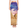 Purple Cloud Pyramid Print High Slit Maxi Skirt