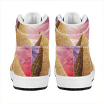 Purple Cloud Pyramid Print High Top Leather Sneakers