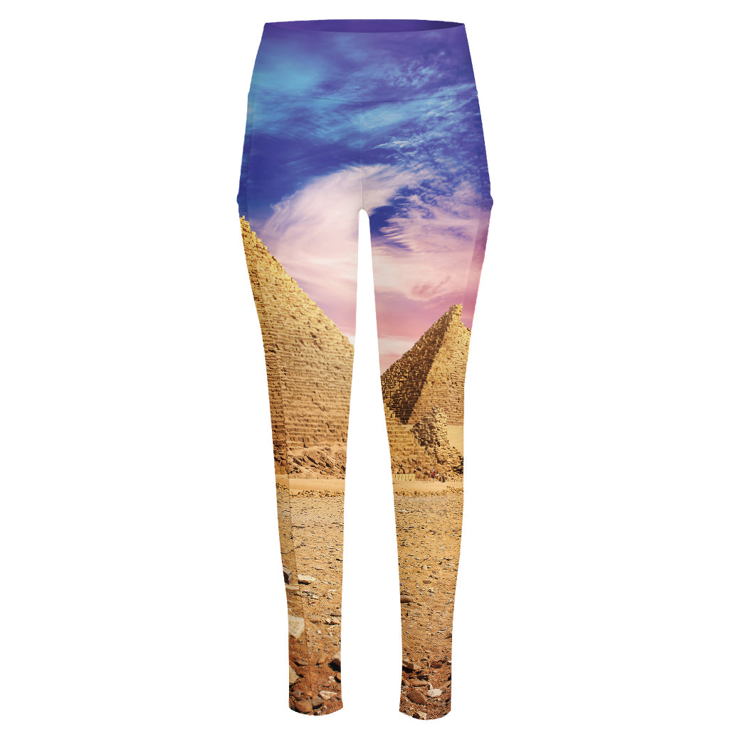 Purple Cloud Pyramid Print High-Waisted Pocket Leggings