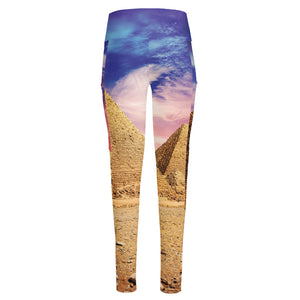 Purple Cloud Pyramid Print High-Waisted Pocket Leggings