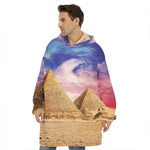 Purple Cloud Pyramid Print Hoodie Blanket