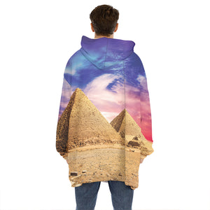 Purple Cloud Pyramid Print Hoodie Blanket