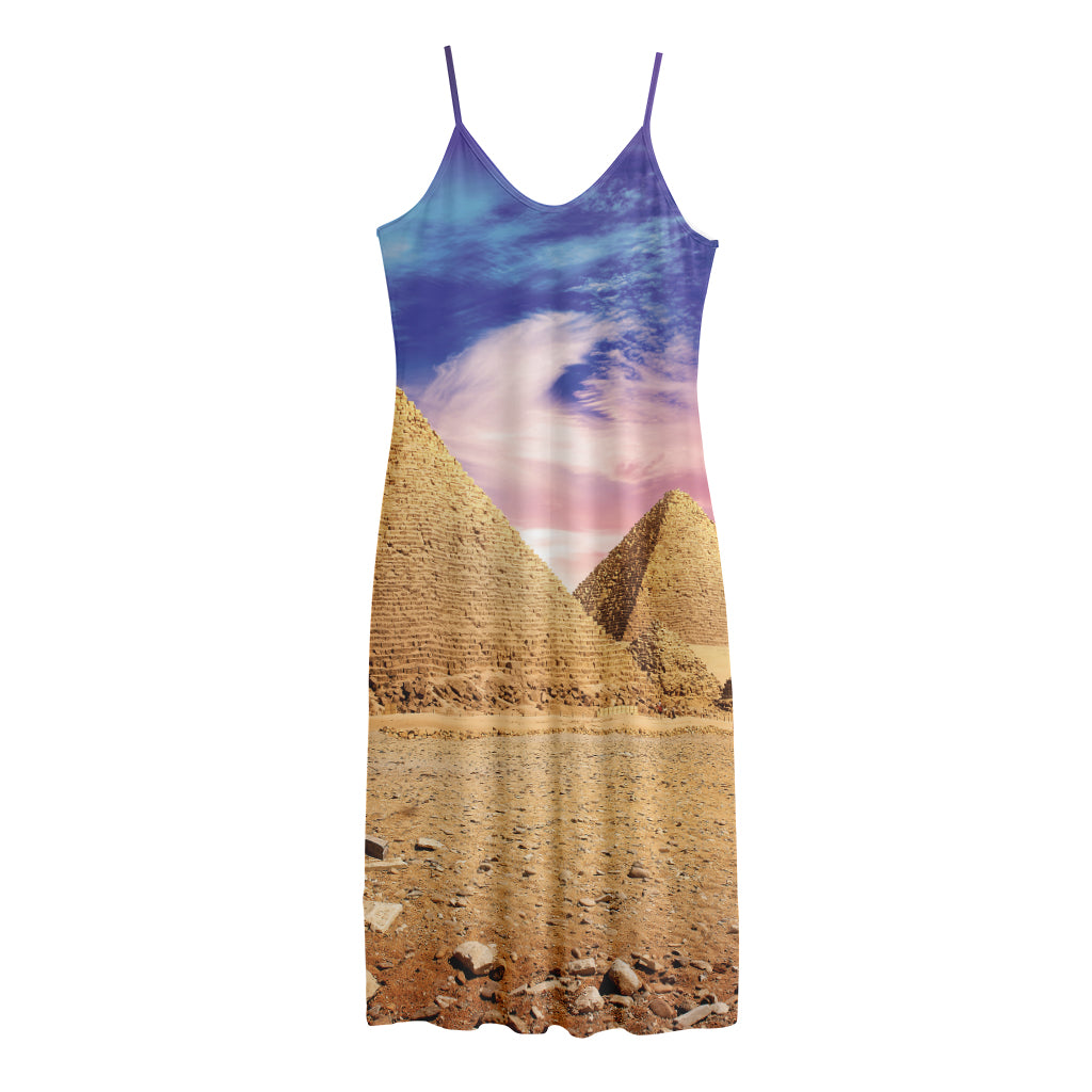 Purple Cloud Pyramid Print Jersey Midi Cami Dress