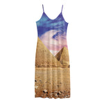 Purple Cloud Pyramid Print Jersey Midi Cami Dress