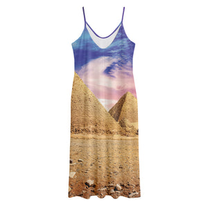 Purple Cloud Pyramid Print Jersey Midi Cami Dress