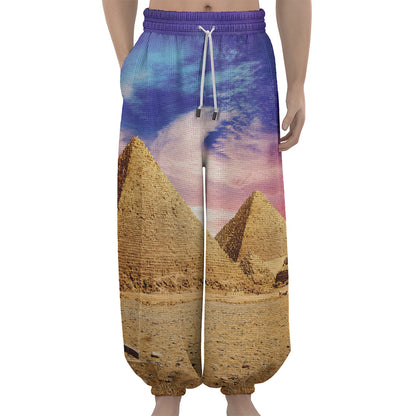 Purple Cloud Pyramid Print Lantern Pants
