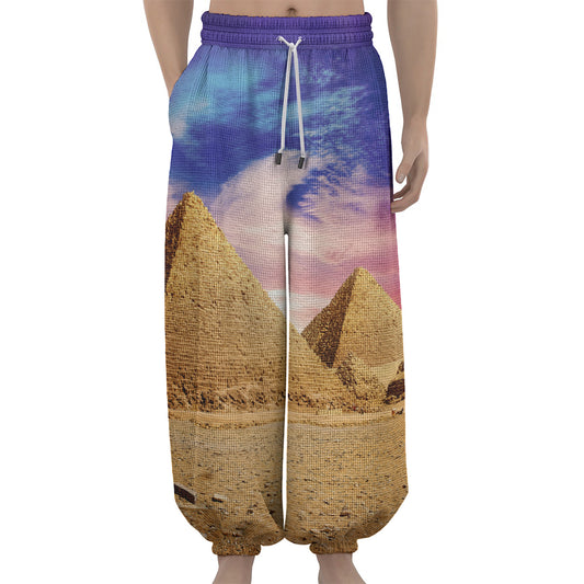 Purple Cloud Pyramid Print Lantern Pants