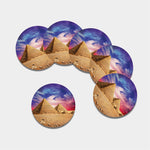 Purple Cloud Pyramid Print Leather Coaster Set