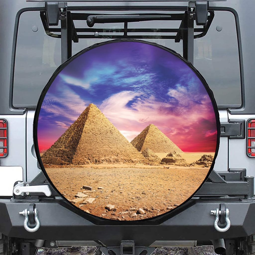 Purple Cloud Pyramid Print Leather Spare Tire Cover