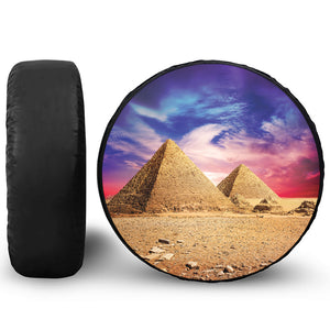 Purple Cloud Pyramid Print Leather Spare Tire Cover