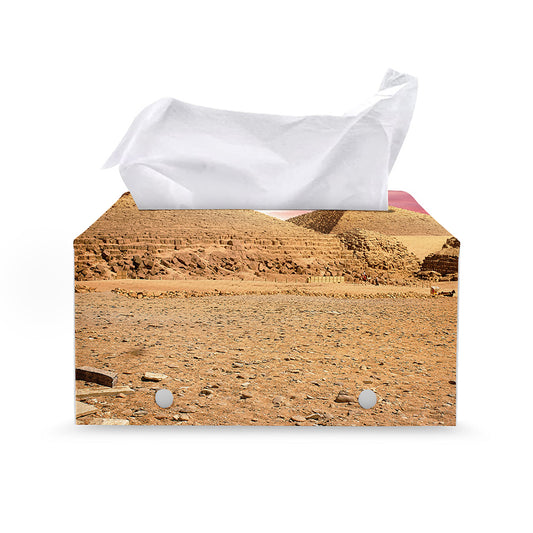 Purple Cloud Pyramid Print Leather Tissue Box Cover