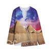 Purple Cloud Pyramid Print Long Sleeve Short Coat