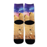 Purple Cloud Pyramid Print Long Socks