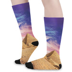 Purple Cloud Pyramid Print Long Socks