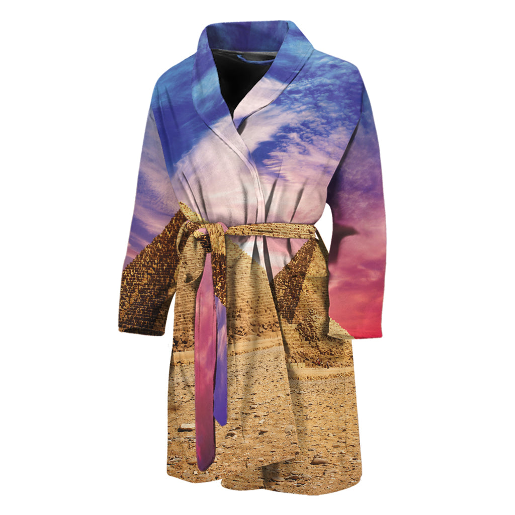 Purple Cloud Pyramid Print Men's Bathrobe
