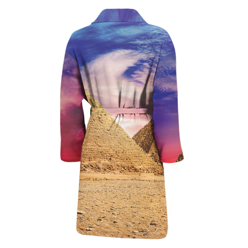 Purple Cloud Pyramid Print Men's Bathrobe