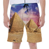 Purple Cloud Pyramid Print Men's Beach Shorts