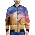 Purple Cloud Pyramid Print Men's Bomber Jacket