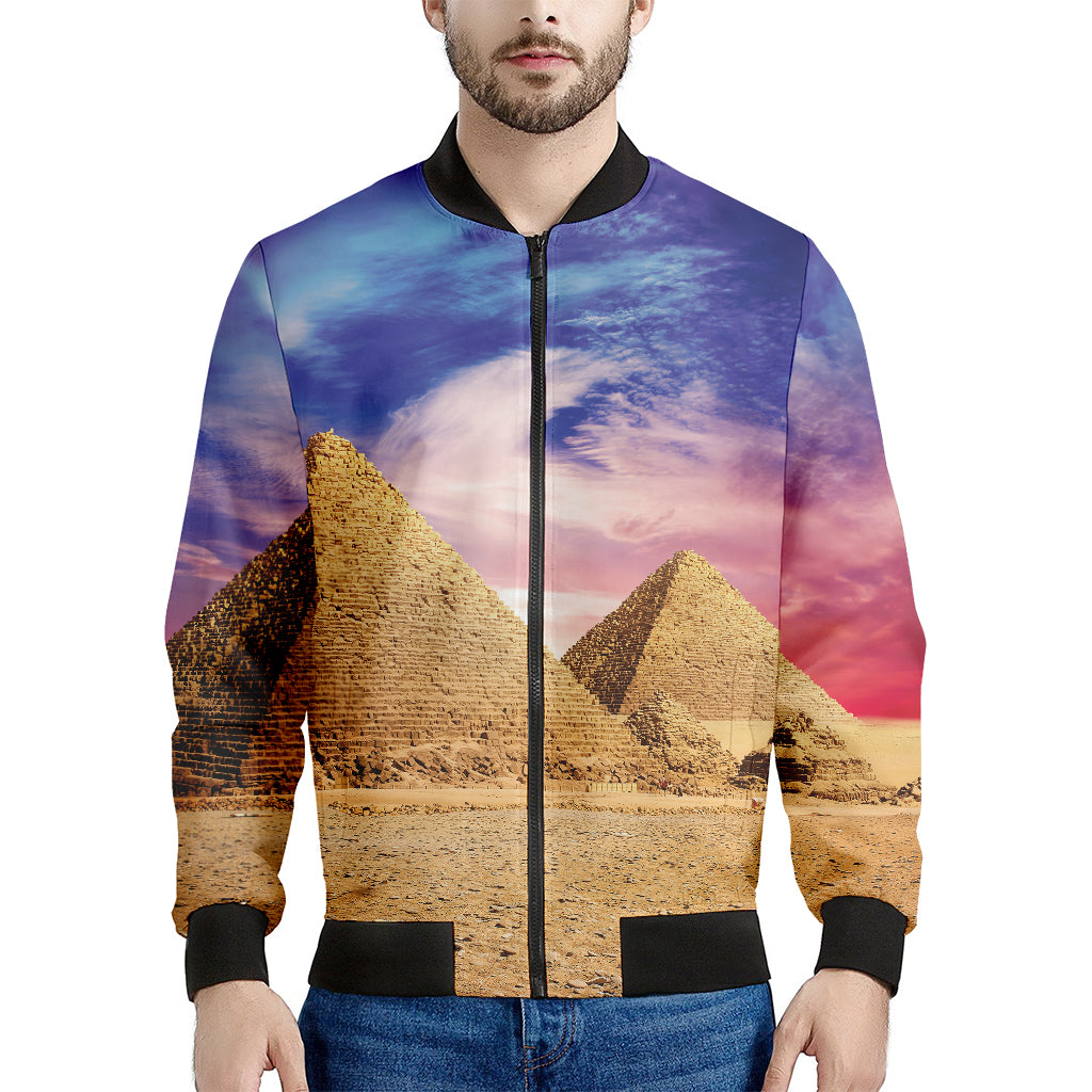 Purple Cloud Pyramid Print Men's Bomber Jacket