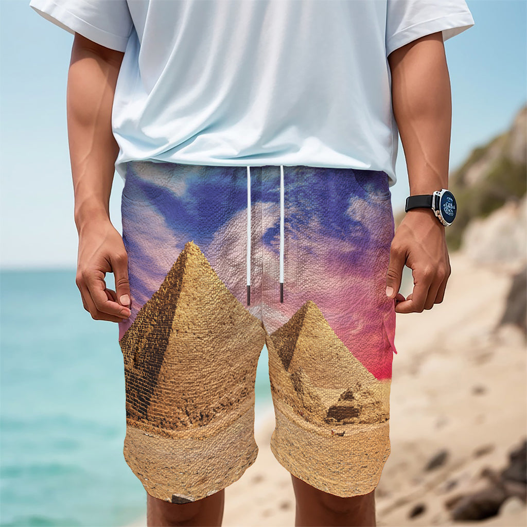 Purple Cloud Pyramid Print Men's Cargo Shorts