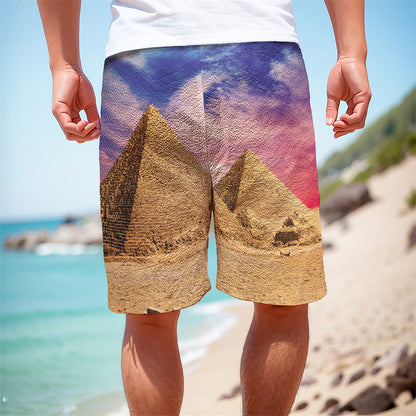 Purple Cloud Pyramid Print Men's Cargo Shorts