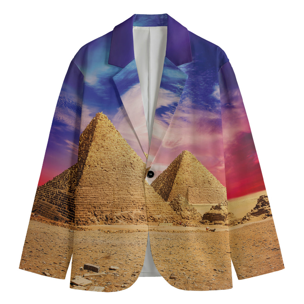 Purple Cloud Pyramid Print Men's Cotton Blazer