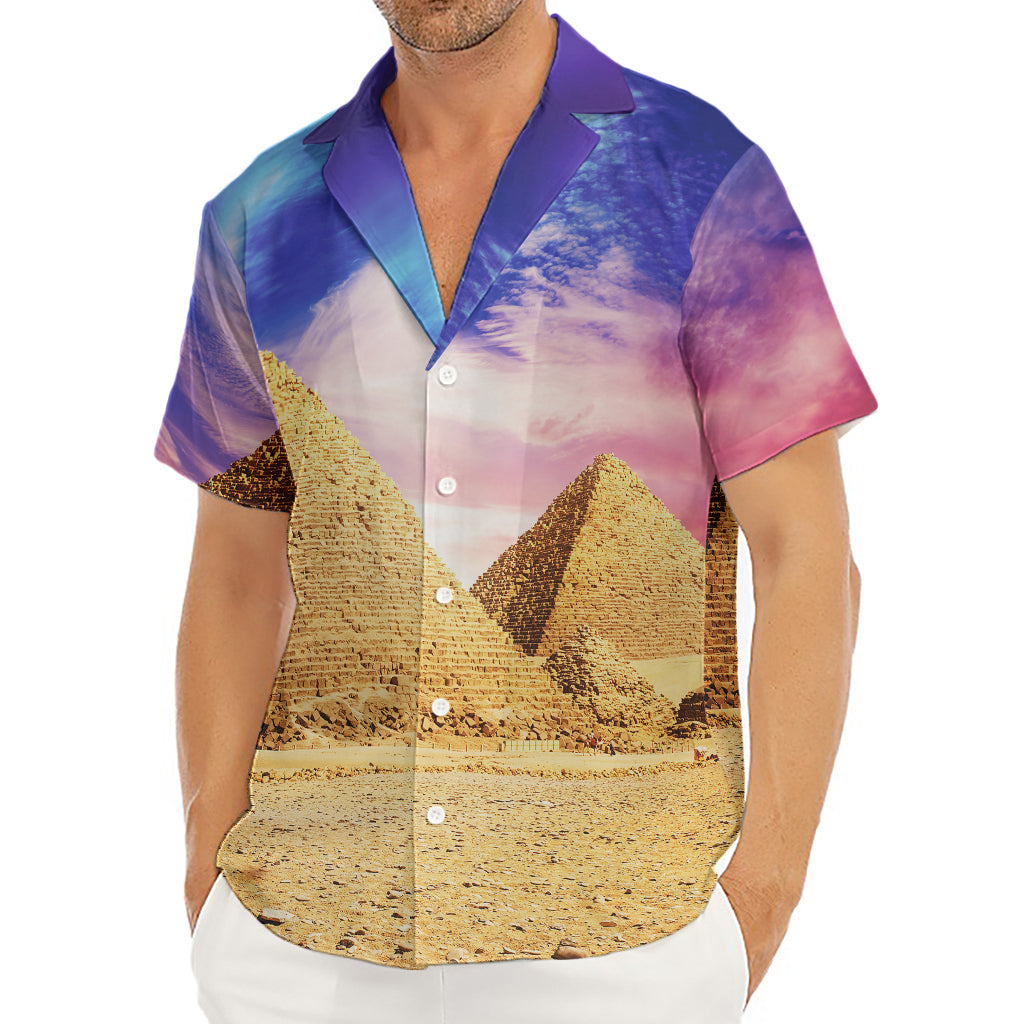 Purple Cloud Pyramid Print Men's Deep V-Neck Shirt