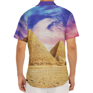 Purple Cloud Pyramid Print Men's Deep V-Neck Shirt