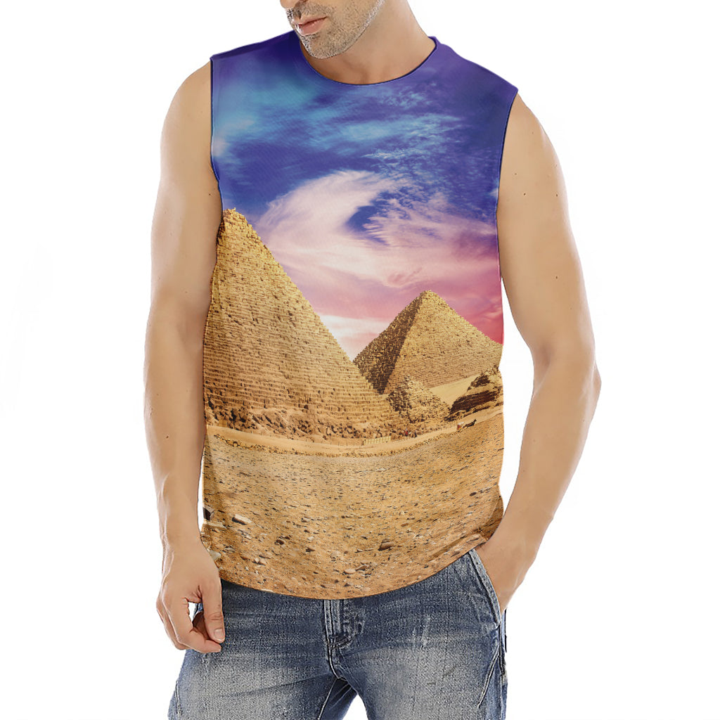 Purple Cloud Pyramid Print Men's Fitness Tank Top