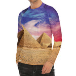 Purple Cloud Pyramid Print Men's Long Sleeve Rash Guard