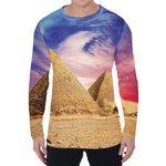 Purple Cloud Pyramid Print Men's Long Sleeve T-Shirt