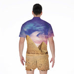 Purple Cloud Pyramid Print Men's Rompers