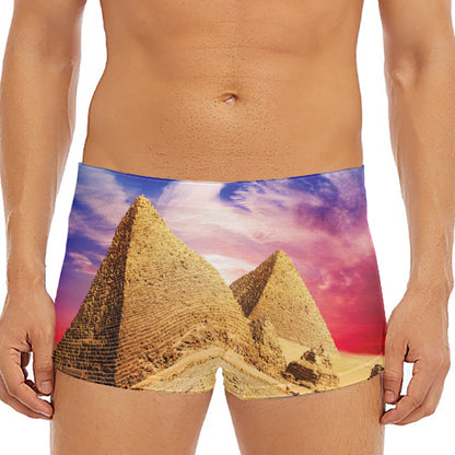 Purple Cloud Pyramid Print Men's Short Boxer Briefs