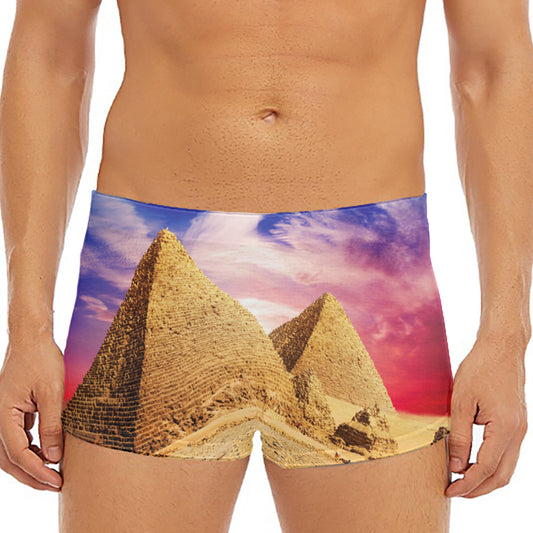 Purple Cloud Pyramid Print Men's Short Boxer Briefs
