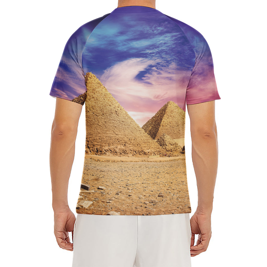 Purple Cloud Pyramid Print Men's Short Sleeve Rash Guard