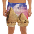Purple Cloud Pyramid Print Men's Split Running Shorts