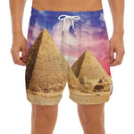 Purple Cloud Pyramid Print Men's Split Running Shorts