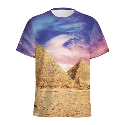 Purple Cloud Pyramid Print Men's Sports T-Shirt