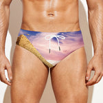 Purple Cloud Pyramid Print Men's Swim Briefs