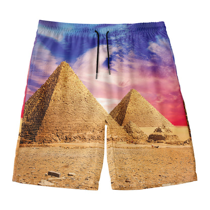 Purple Cloud Pyramid Print Men's Swim Trunks