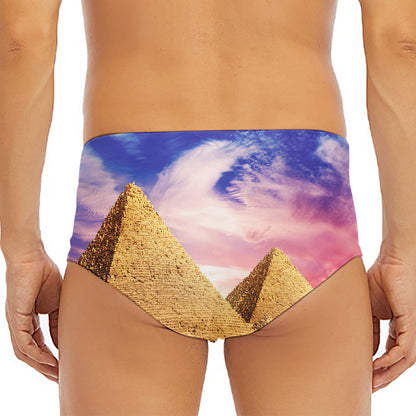 Purple Cloud Pyramid Print Men's Triangle Swim Briefs