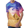 Purple Cloud Pyramid Print Men's Velvet T-Shirt