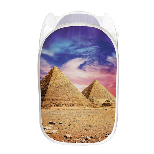 Purple Cloud Pyramid Print Mesh Laundry Hamper