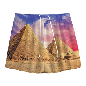 Purple Cloud Pyramid Print Mesh Shorts